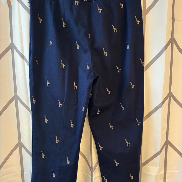 Coldwater Creek Navy Ankle Pants with Giraffe Print - Picture 1 of 3